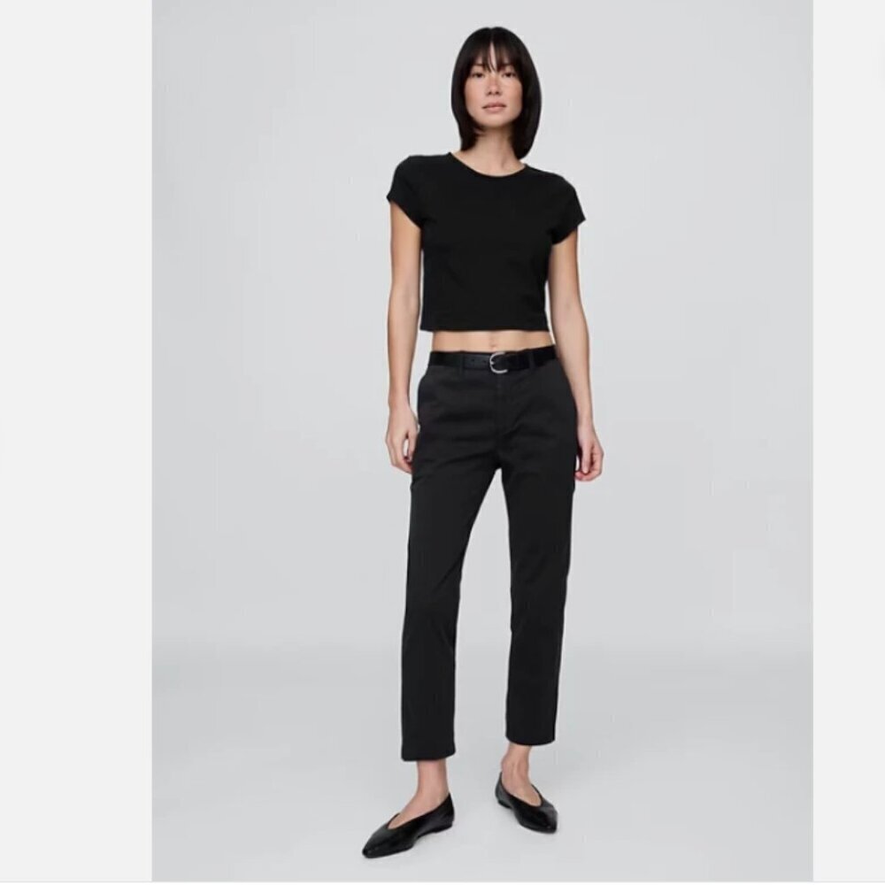 GAP Mid Rise Downtown Khakis Black Pants Size 4 NWT RT$70 Comfy Work Casual